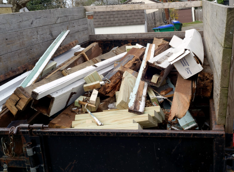 construction materials in a dump truck